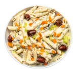 Zesty and texture-rich creamy pasta salad.