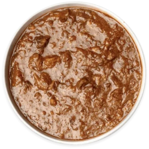 Pomegranate Eggplant stew in a white bowl